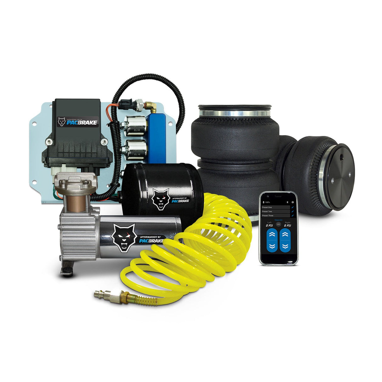 2003-2020 Cummins Ultimate Combo Air Springs + Wireless Controls + 1/2 Gal. Air Tank Kit (HP10002-R-CB1)-Air Bags-PACBRAKE-Dirty Diesel Customs