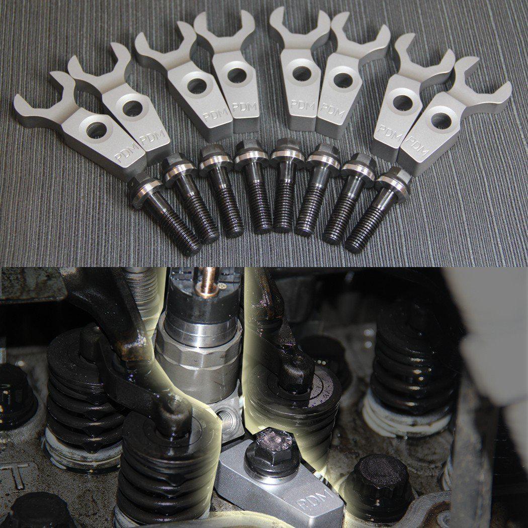 2004.5-2010 Duramax Billet Injector Hold Downs w/ ARP Bolts (PDM-08382)-Injector Hold Downs-Industrial Injection-Dirty Diesel Customs