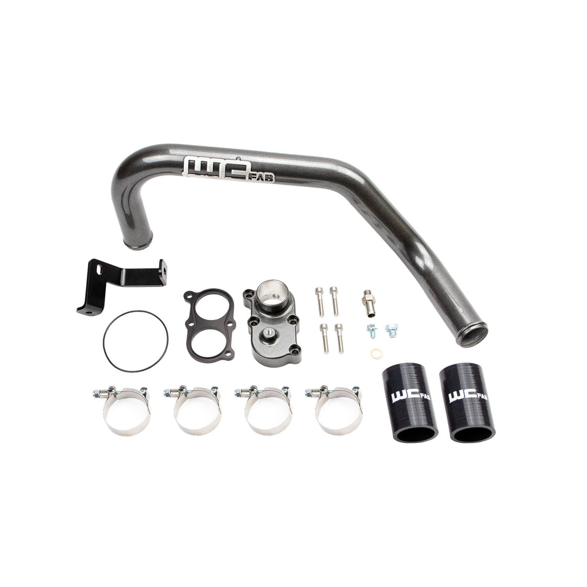 2006-2010 LBZ/ LMM Duramax Top Outlet Billet Thermostat Housing & Upper Coolant Pipe Kit For Dual CP3 (WCF100424) - WC Fab Grey (Kingsport Grey)