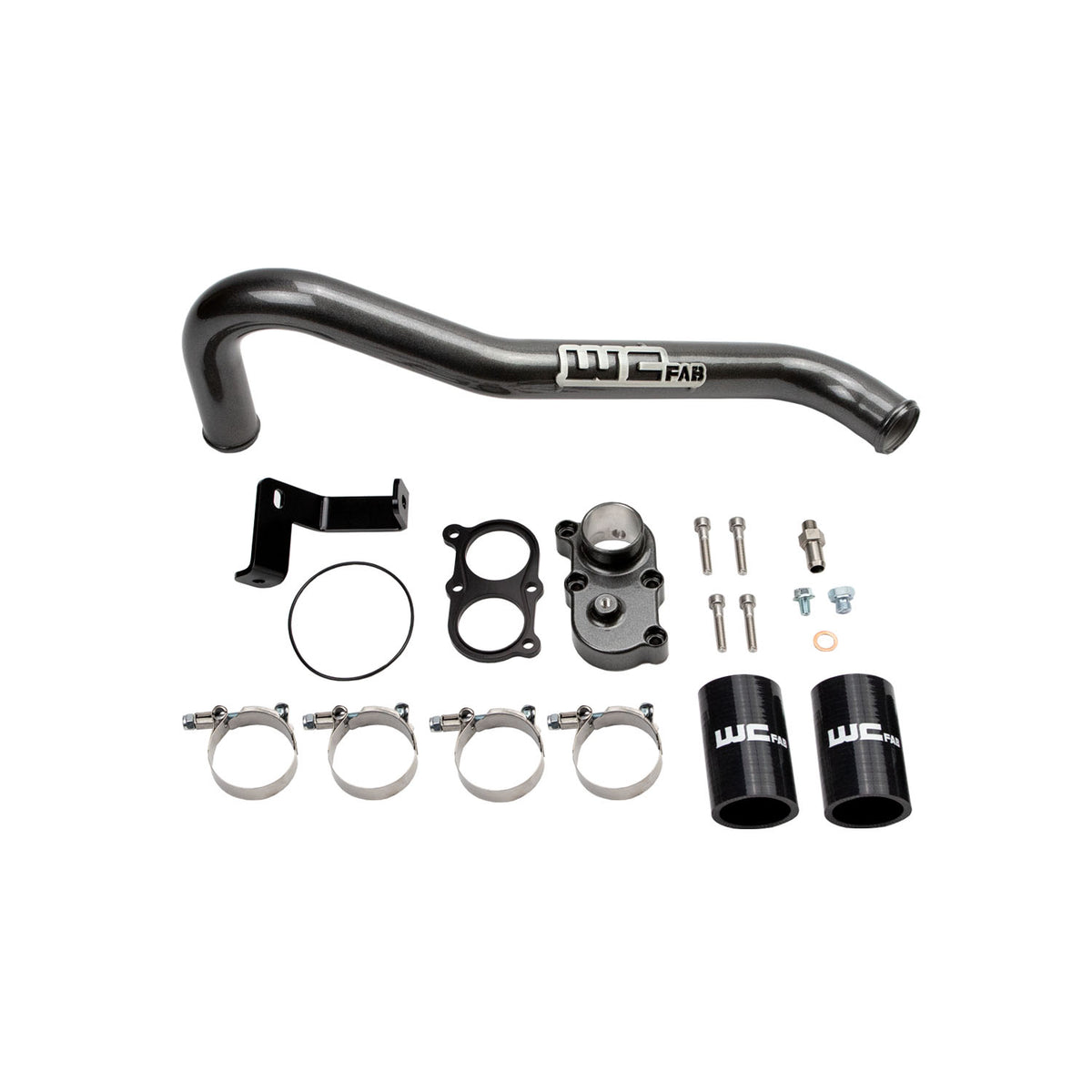 2006-2010 LBZ/ LMM Duramax Top Outlet Billet Thermostat Housing & Upper Coolant Pipe Kit (WCF100420) - WC Fab Grey (Kingsport Grey)