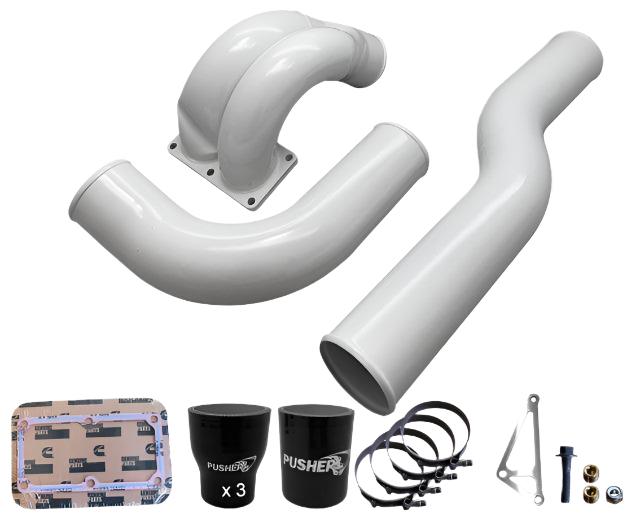 2010-2012 Cummins 3.5" Mega Intake System w/ Passenger Side Intercooler Tube (PRC1012MW)-Intake Manifold-Pusher-PRC1012MW_W-Dirty Diesel Customs