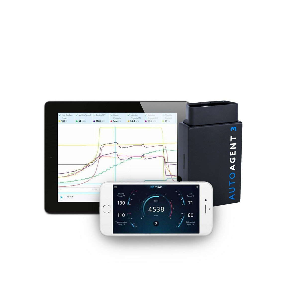 EZ-Lynk Auto Agent 3.0 with live data logging on tablet and phone