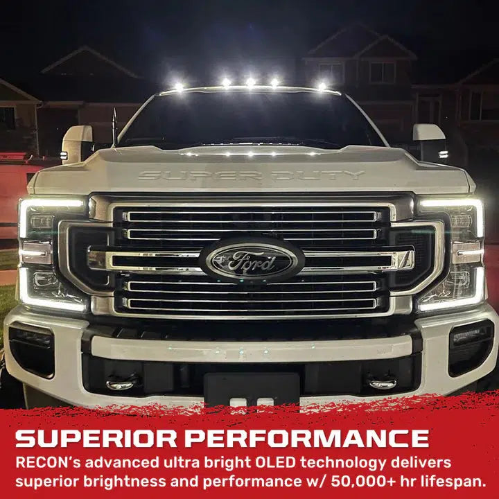 2017-2024 Powerstroke Cab Roof Light Set 2-Way Front & Rear Facing Ultra High-Power LED's Multiple Lens & Colors (5 Pack) (264342XXXXXX)-Marker Lights-RECON Lights-Dirty Diesel Customs