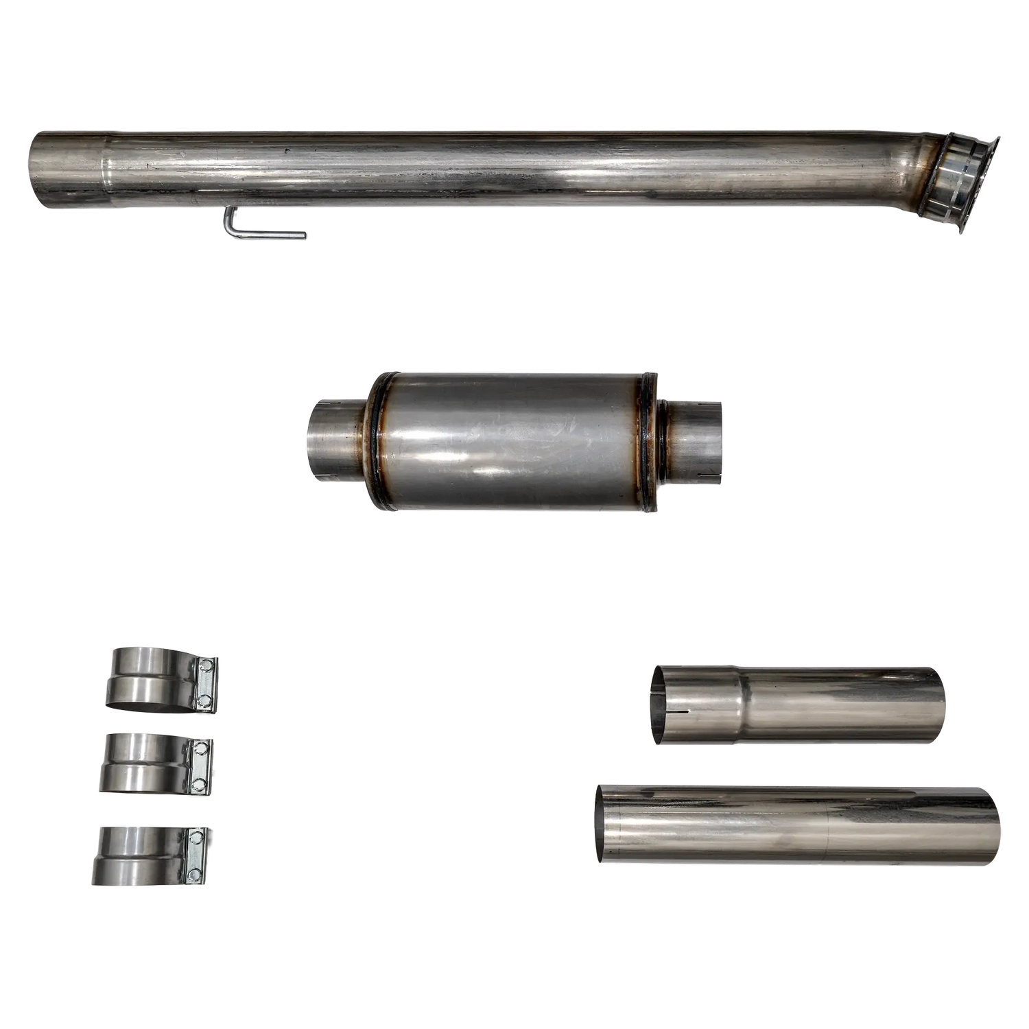 2019+ Cummins 4" SS CAT & DPF Delete Pipe w/ Muffler (DDC-893M)-Delete Pipe-Dirty Diesel Customs-Dirty Diesel Customs