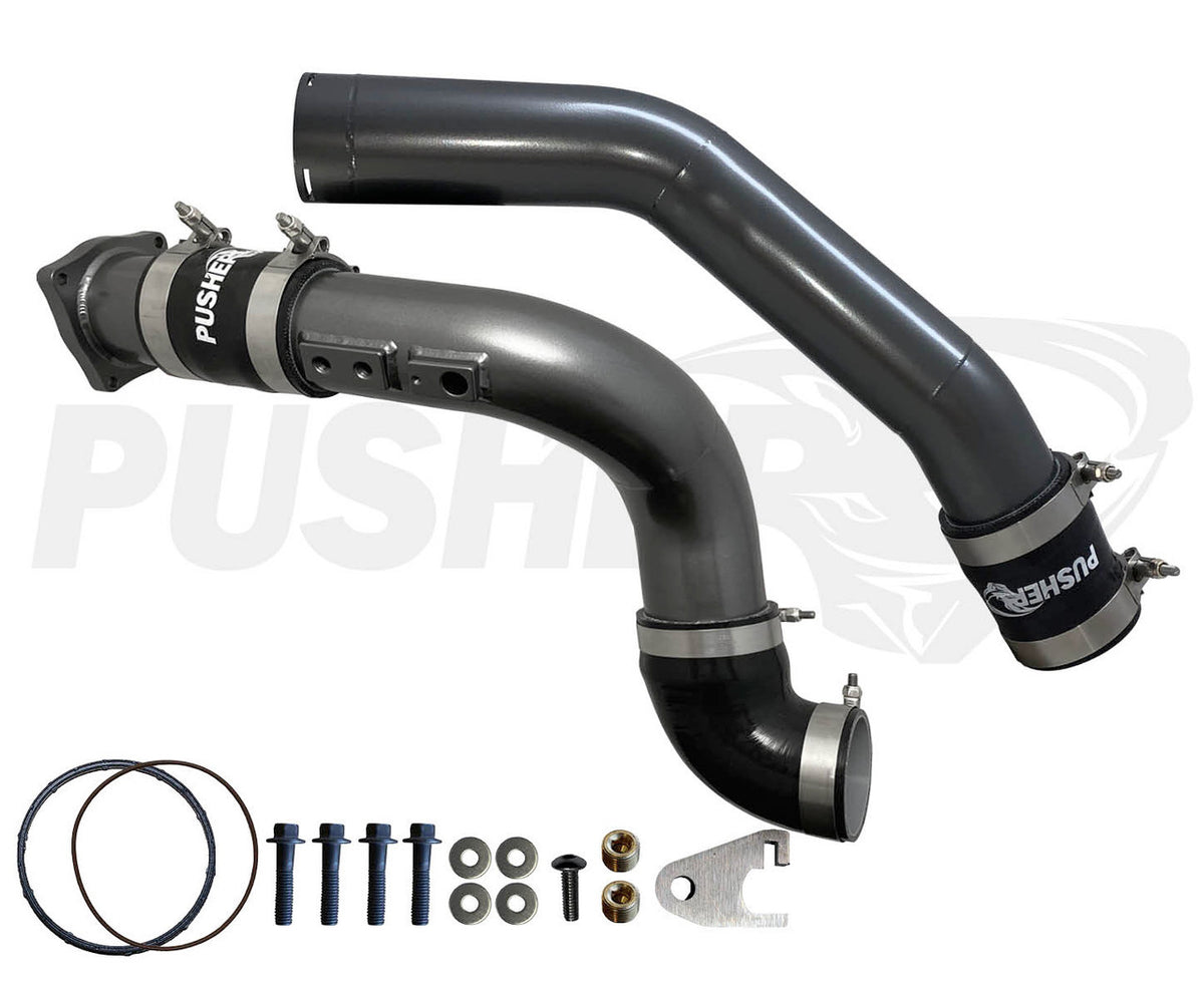 Pusher 3" Hot and Cold Side Charge Tube Set w/ Throttle Valve Replacement for 2023-2026 Ford 6.7L Powerstroke - Titanium