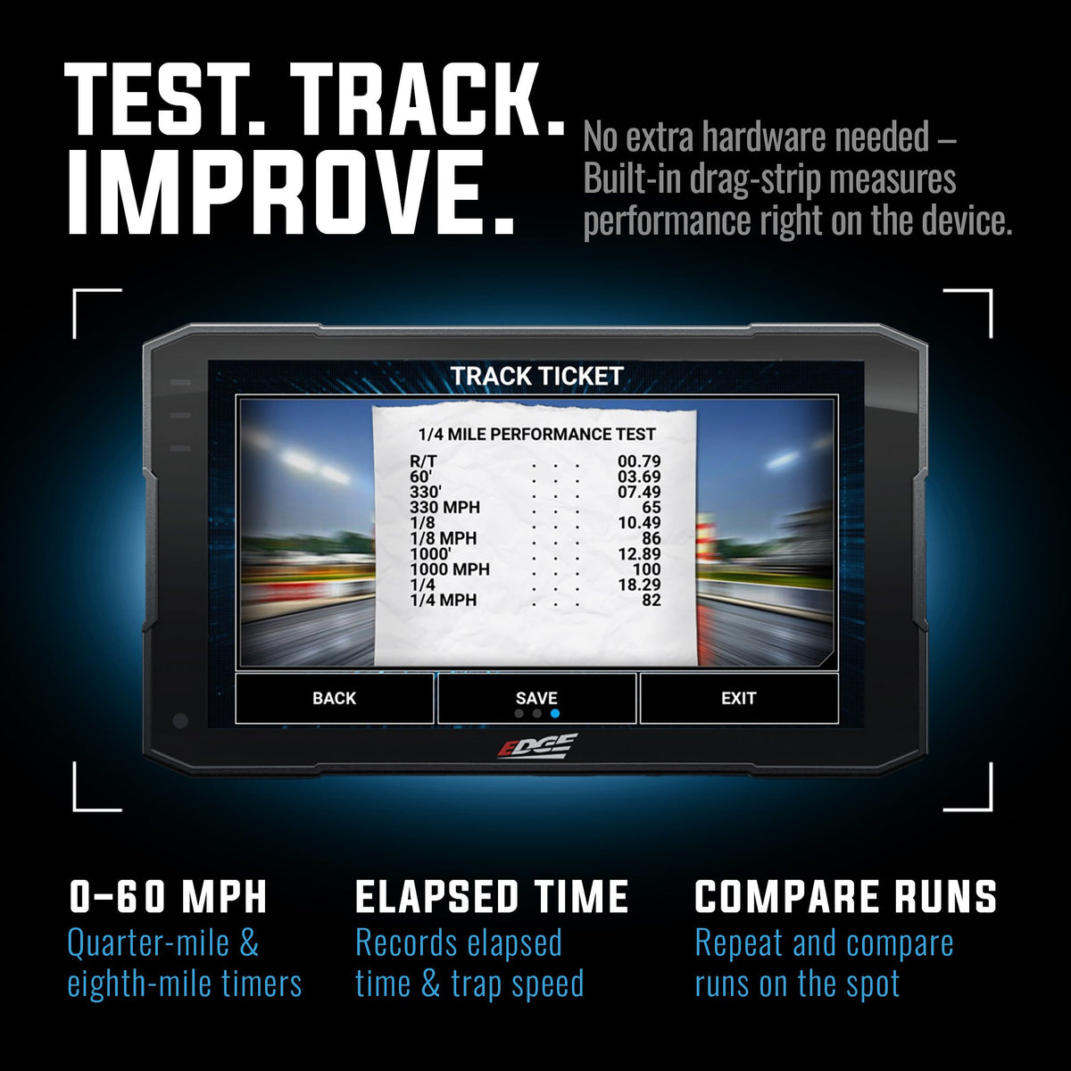 Edge Insight CTS4 performance testing 0-60 and quarter mile