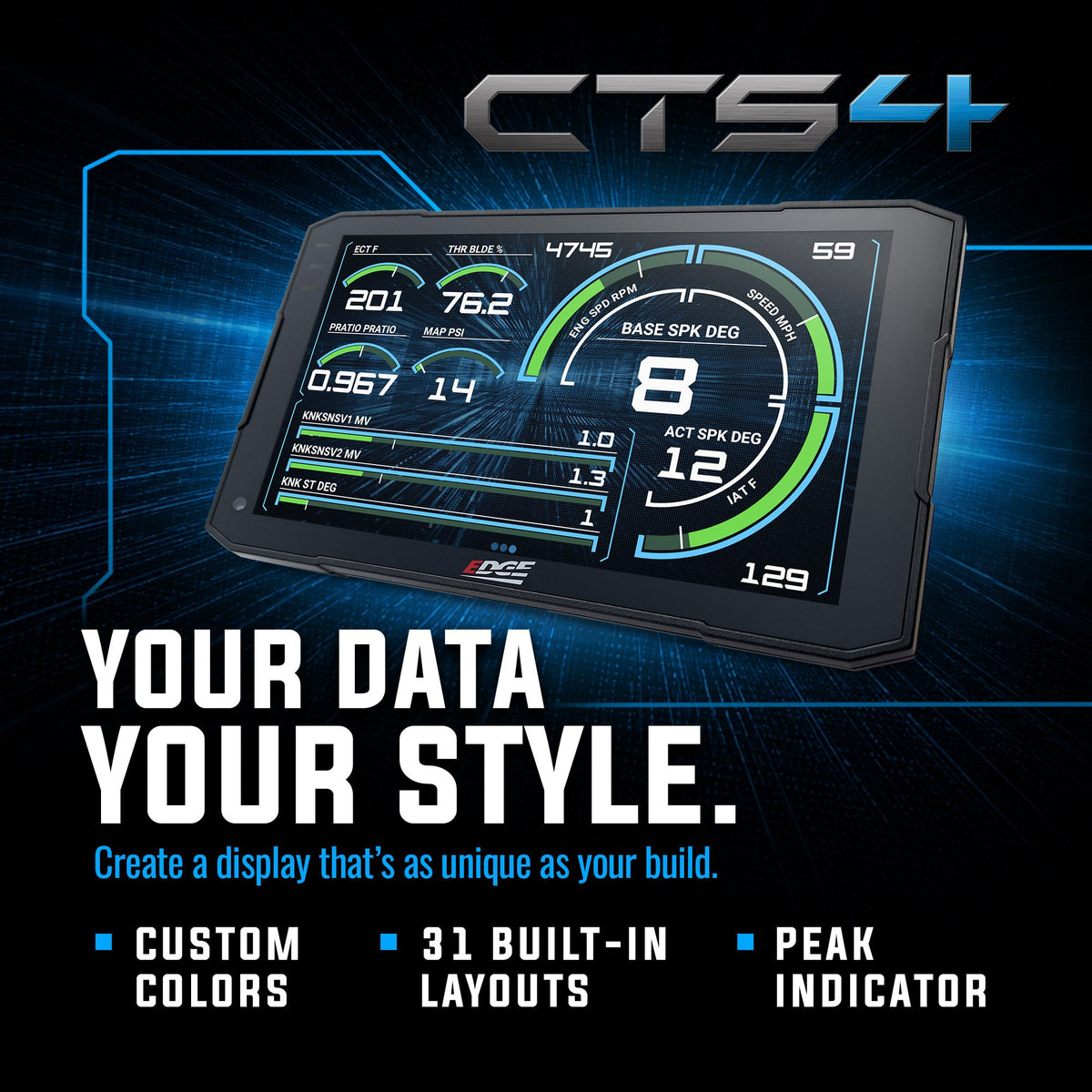 Edge Insight CTS4 custom colors and 31 built-in layouts