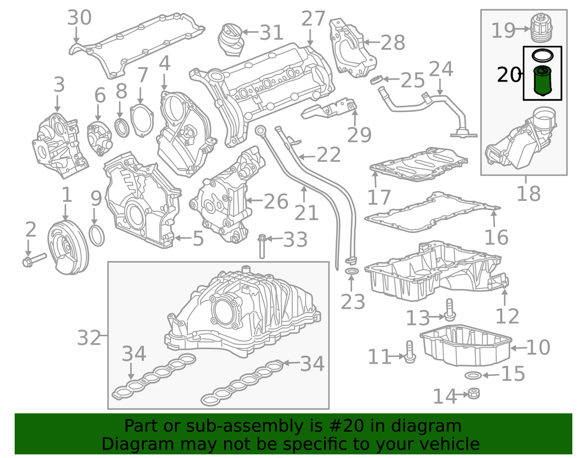 2014-2019 EcoDiesel Oil Filter (68492616AA) view 6