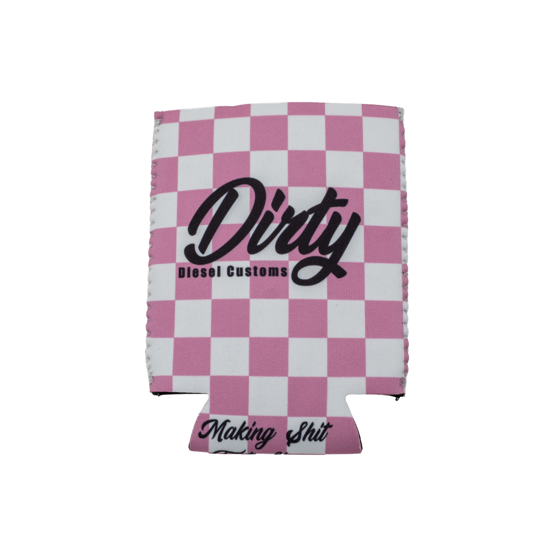 Dirty Diesel Checkered Drink Koozies-Beer Koozie-Dirty Diesel Customs-DDC-KZY-CHK/PNK-REG-Dirty Diesel Customs