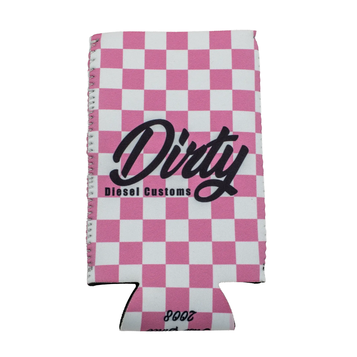 Dirty Diesel Checkered Drink Koozies-Beer Koozie-Dirty Diesel Customs-DDC-KZY-CHK/PNK-TALL-Dirty Diesel Customs