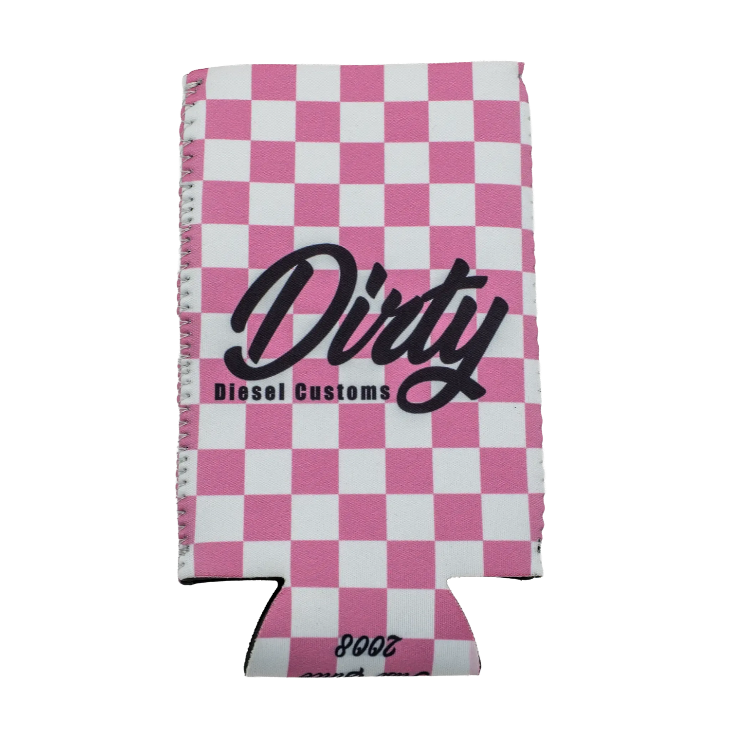 Dirty Diesel Checkered Drink Koozies-Beer Koozie-Dirty Diesel Customs-DDC-KZY-CHK/PNK-TALL-Dirty Diesel Customs