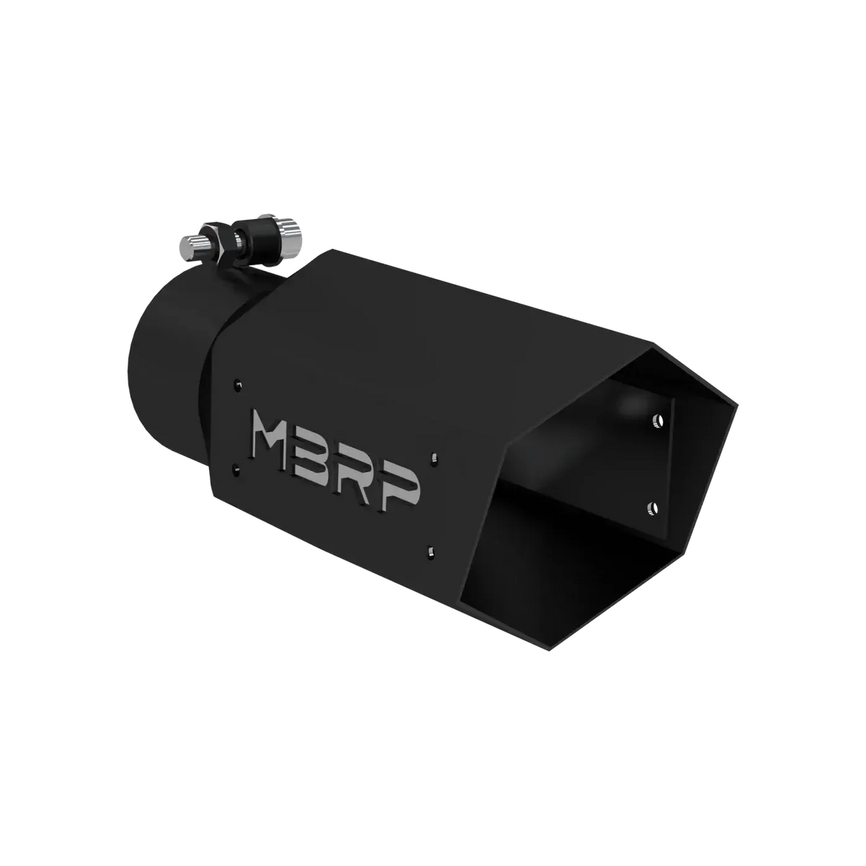 HEX Exhaust Tip - 3" - 4" x 10" Black Coated w SS logo (T5169BLK)-Exhaust Tips-MBRP-Dirty Diesel Customs