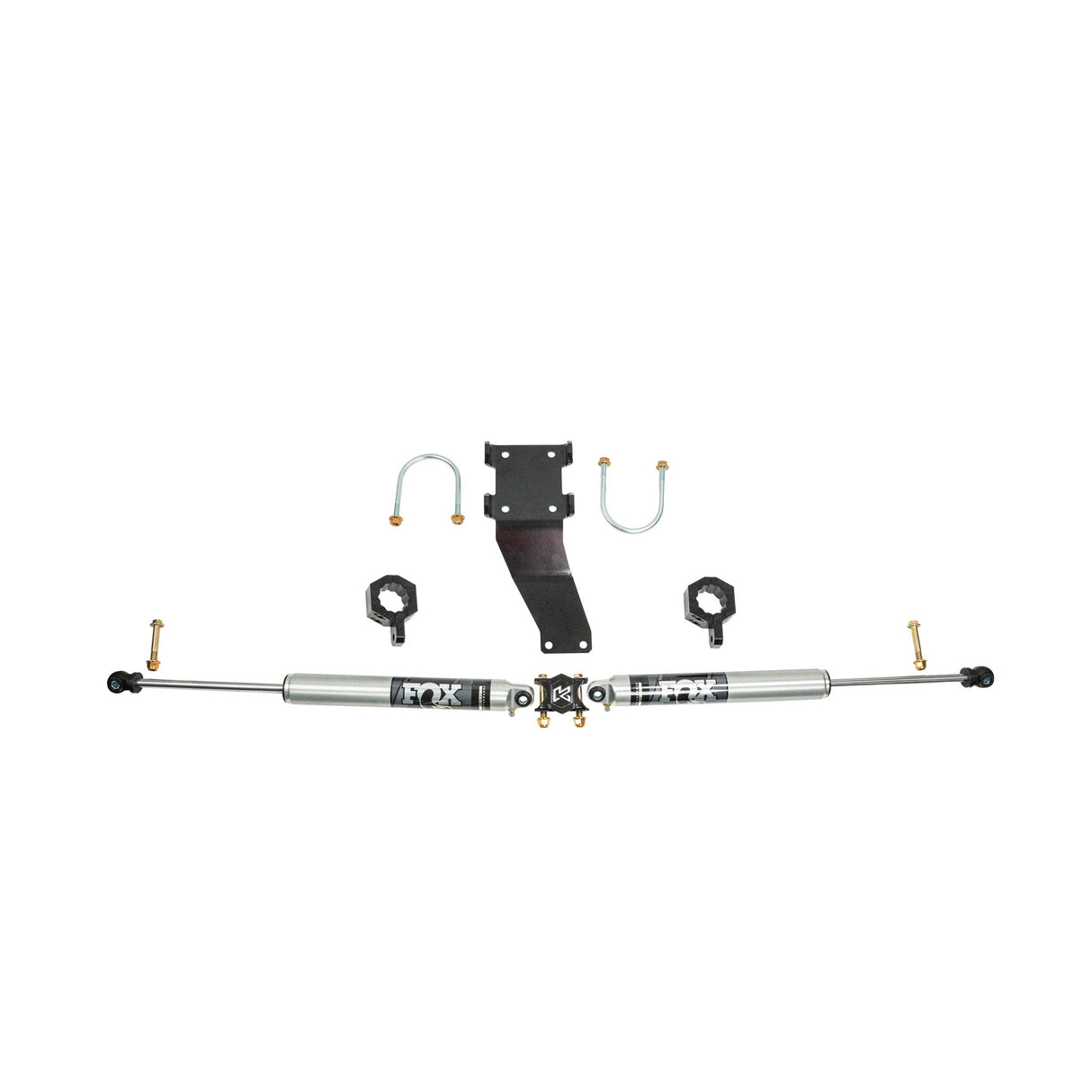 2005-2026 Powerstroke F-450/F-550 Dual Steering Stabilizer Kit with Fox 2.0 Shocks (KRF-DSS-45-S)