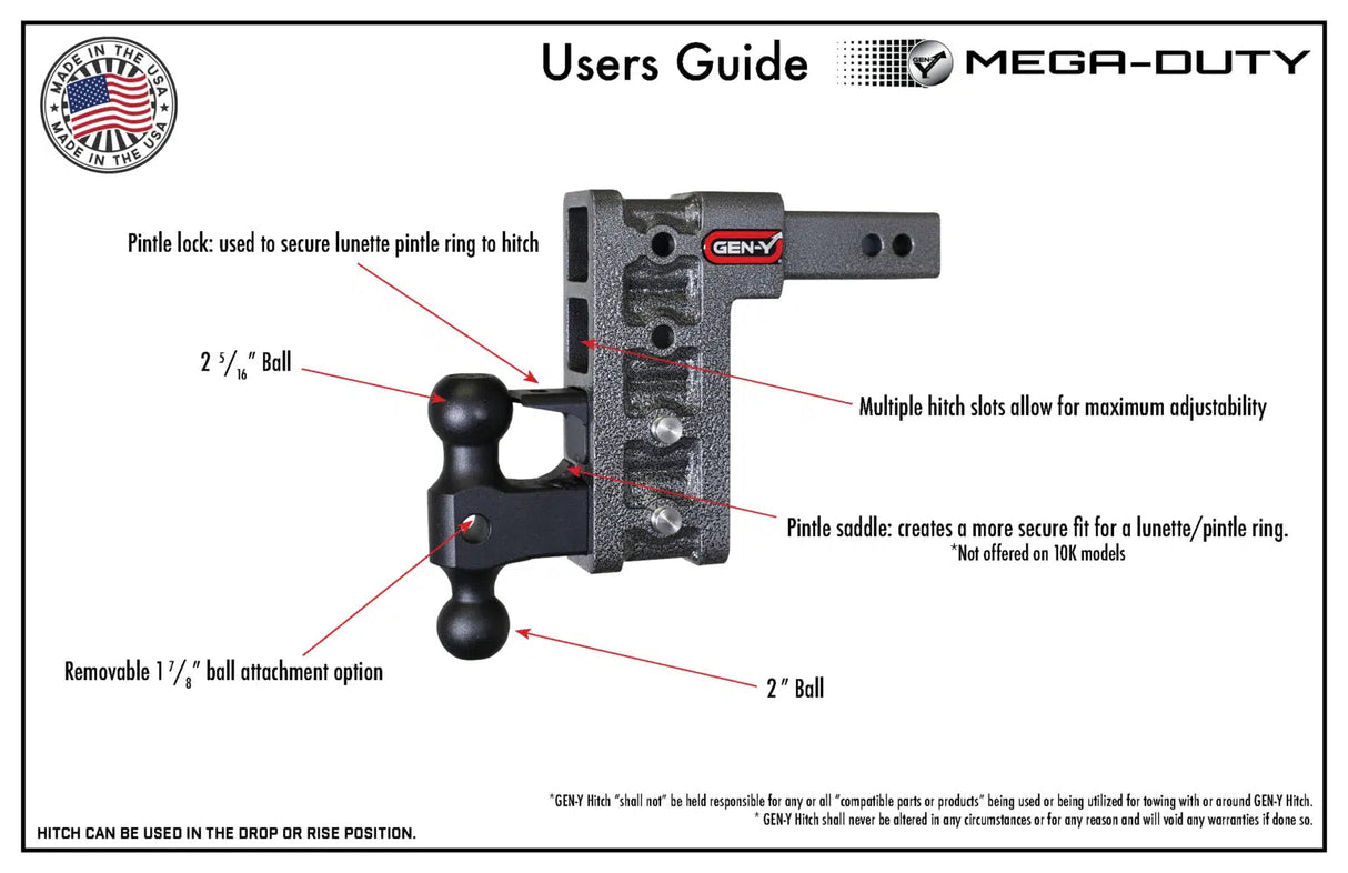 Mega-Duty 10K Drop Hitch 2" Shank-Drop Hitch-Gen-Y Hitch-Dirty Diesel Customs