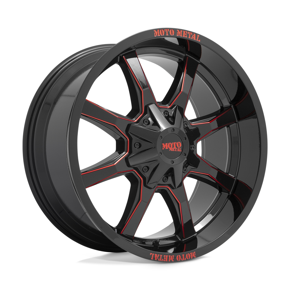 Moto Metal MO970 - Gloss Black Milled W/ Red Tint & Moto Metal On Lip-Wheels-Moto Metal-MO970290883C00-Dirty Diesel Customs