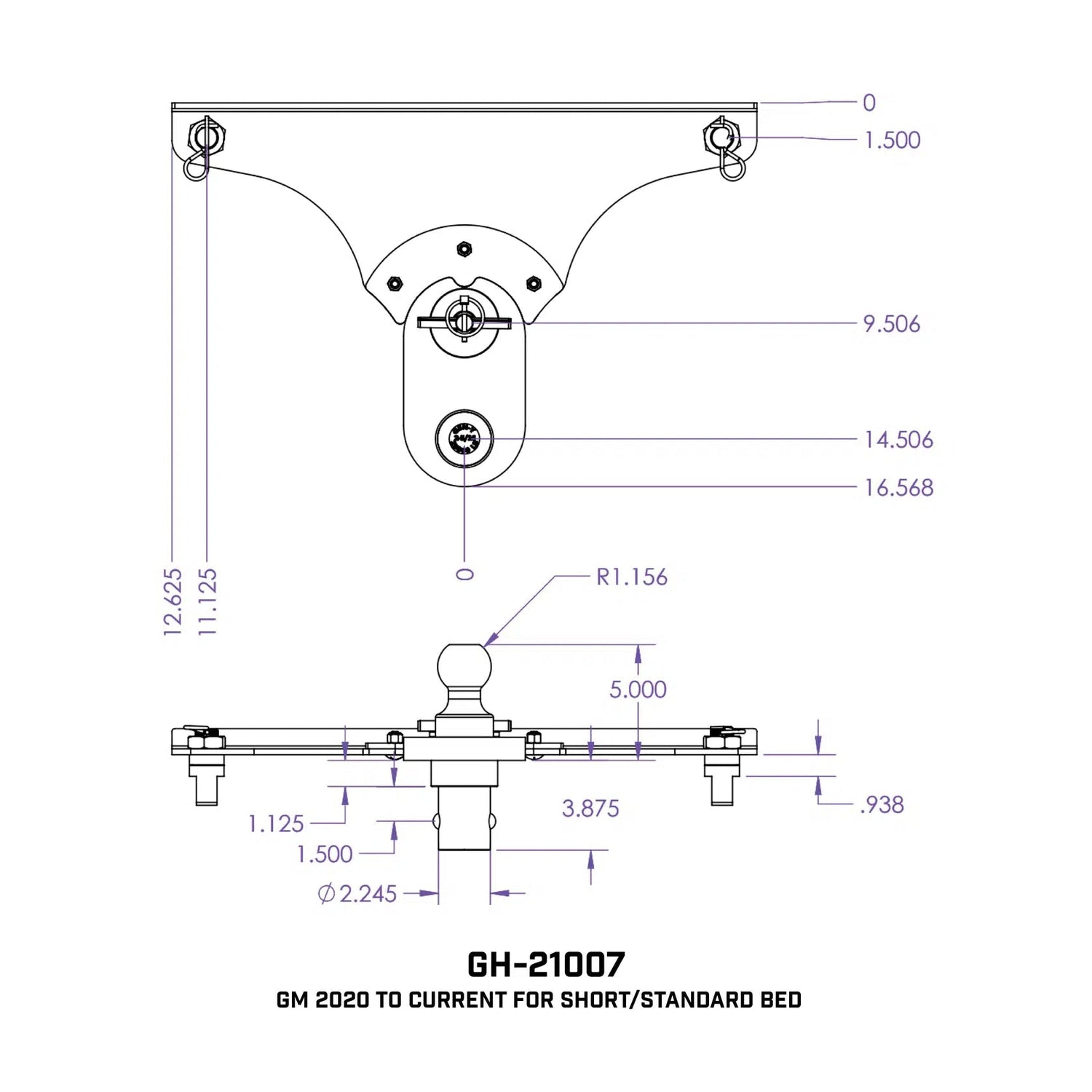 Universal GoosePuck 5″ Offset Ball Puck System (GH-2100X)-Towing Accessories-Gen-Y Hitch-GH-21008-Dirty Diesel Customs