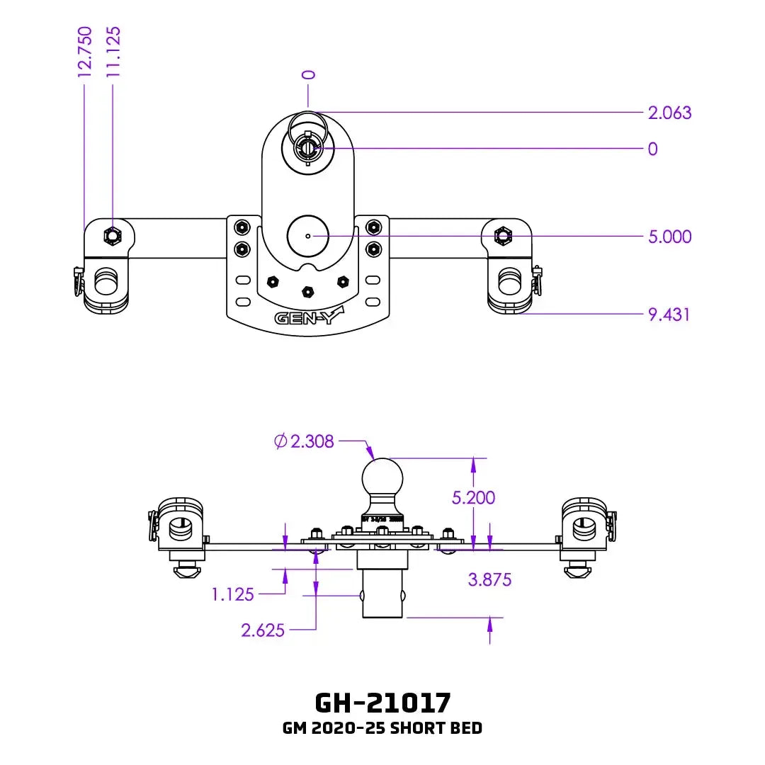 Universal GoosePuck Gen 2 5″ Offset Gooseneck Ball (GH-2101X)-Towing Accessories-Gen-Y Hitch-Dirty Diesel Customs