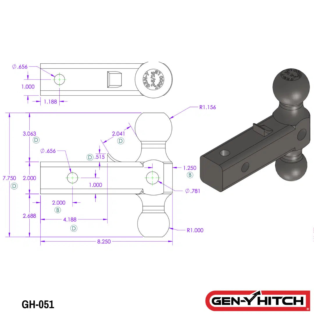 Universal Replacment Ball Mount (GH-0XX)-Trailer Hitch-Gen-Y Hitch-GH-051-Dirty Diesel Customs