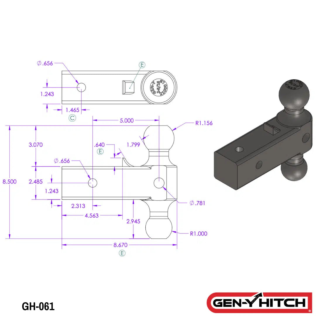 Universal Replacment Ball Mount (GH-0XX)-Trailer Hitch-Gen-Y Hitch-GH-061-Dirty Diesel Customs