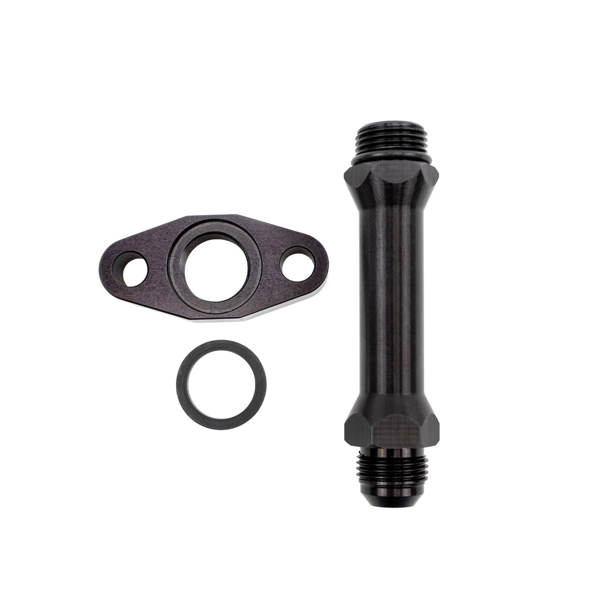 Universal T3/T4/T6 Midframe Turbocharger 10An Extended Oil Drain Fitting Kit - Wehrli Custom Fabrication