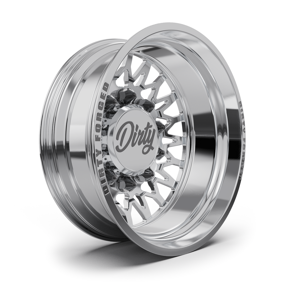 Dirty Forged Variant dually wheel set, rear wheel, angled view