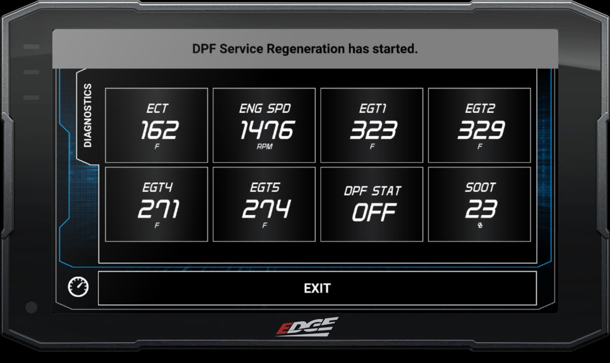 Edge Insight CTS4 DPF regeneration screen