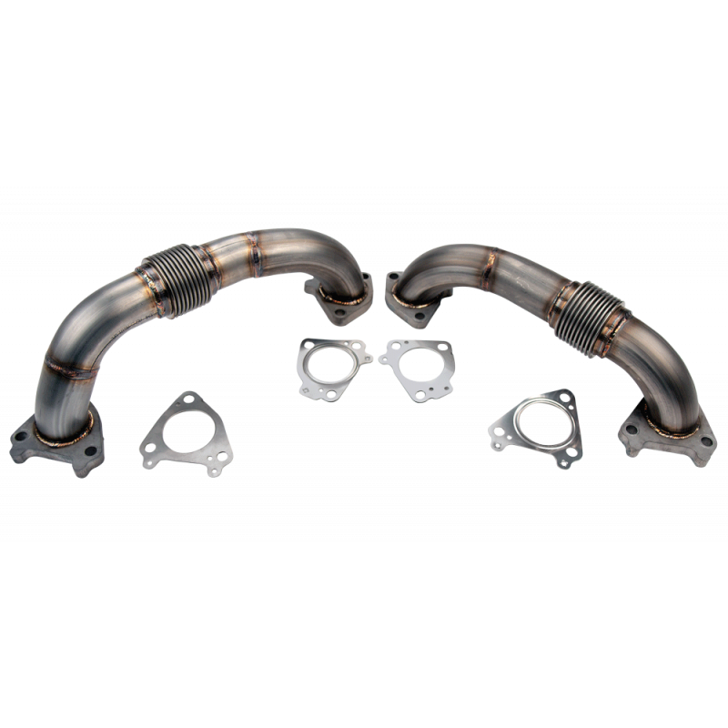 2001-2004 Duramax 2" Stainless Twin Turbo Up Pipe Kit (WCF100589)-Up-Pipes-Wehrli Custom Fabrication-Dirty Diesel Customs