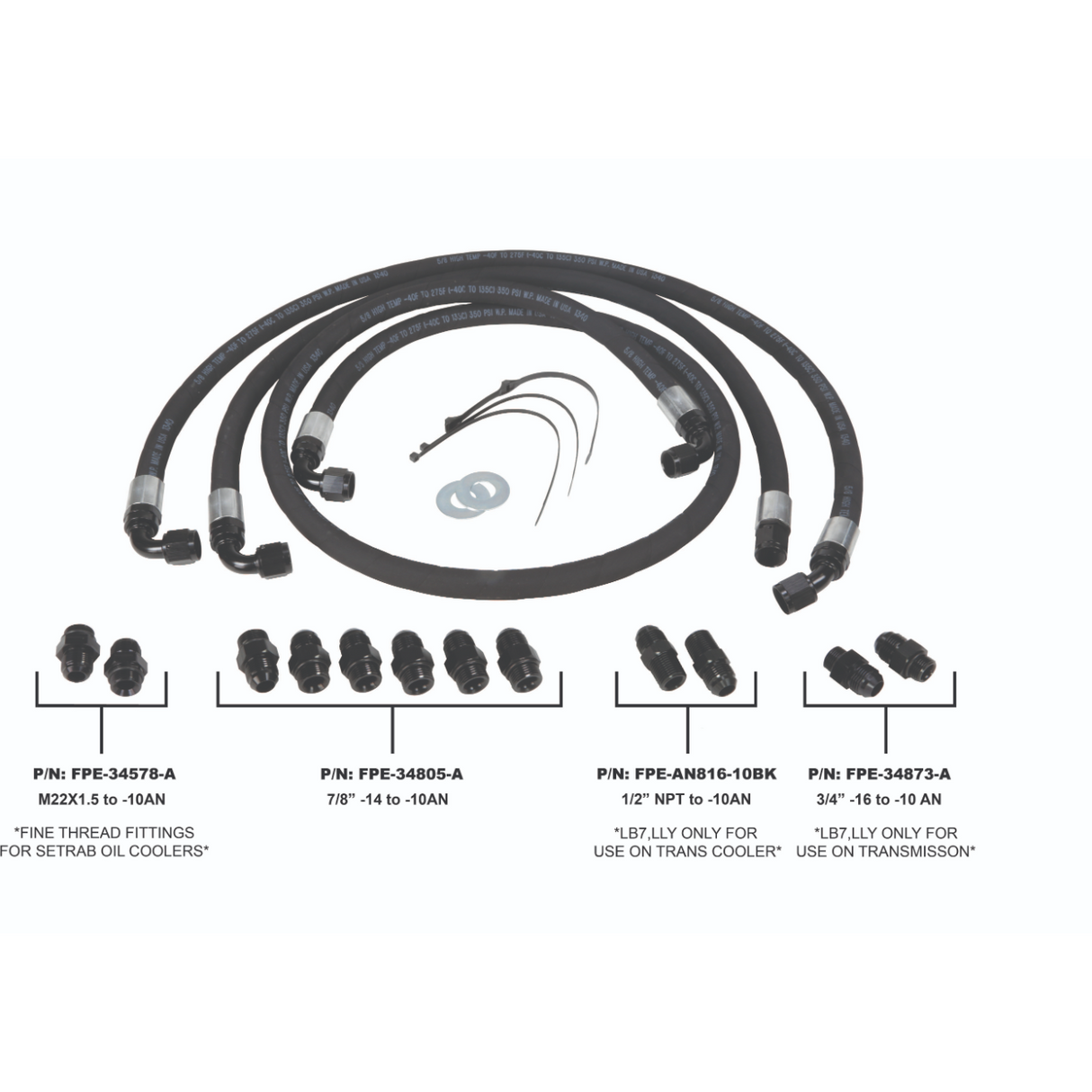 2001-2005 Duramax Allison Transmission Cooler Lines (FPE-TL-LB7-LLY)-Transmission Cooler Lines-Fleece Performance-Dirty Diesel Customs