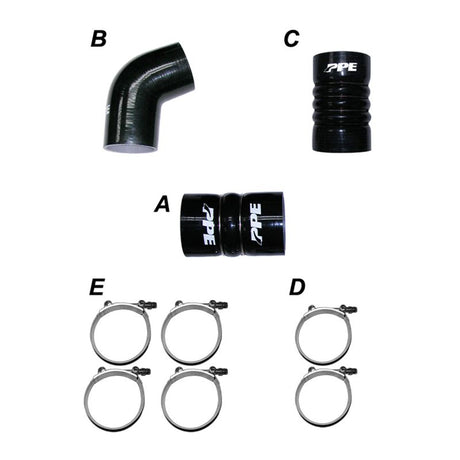 2006-2010 Duramax Silicone Hose Kit w/ S.S. Clamps (115910610)-Intercooler Hose Kit-PPE-Dirty Diesel Customs