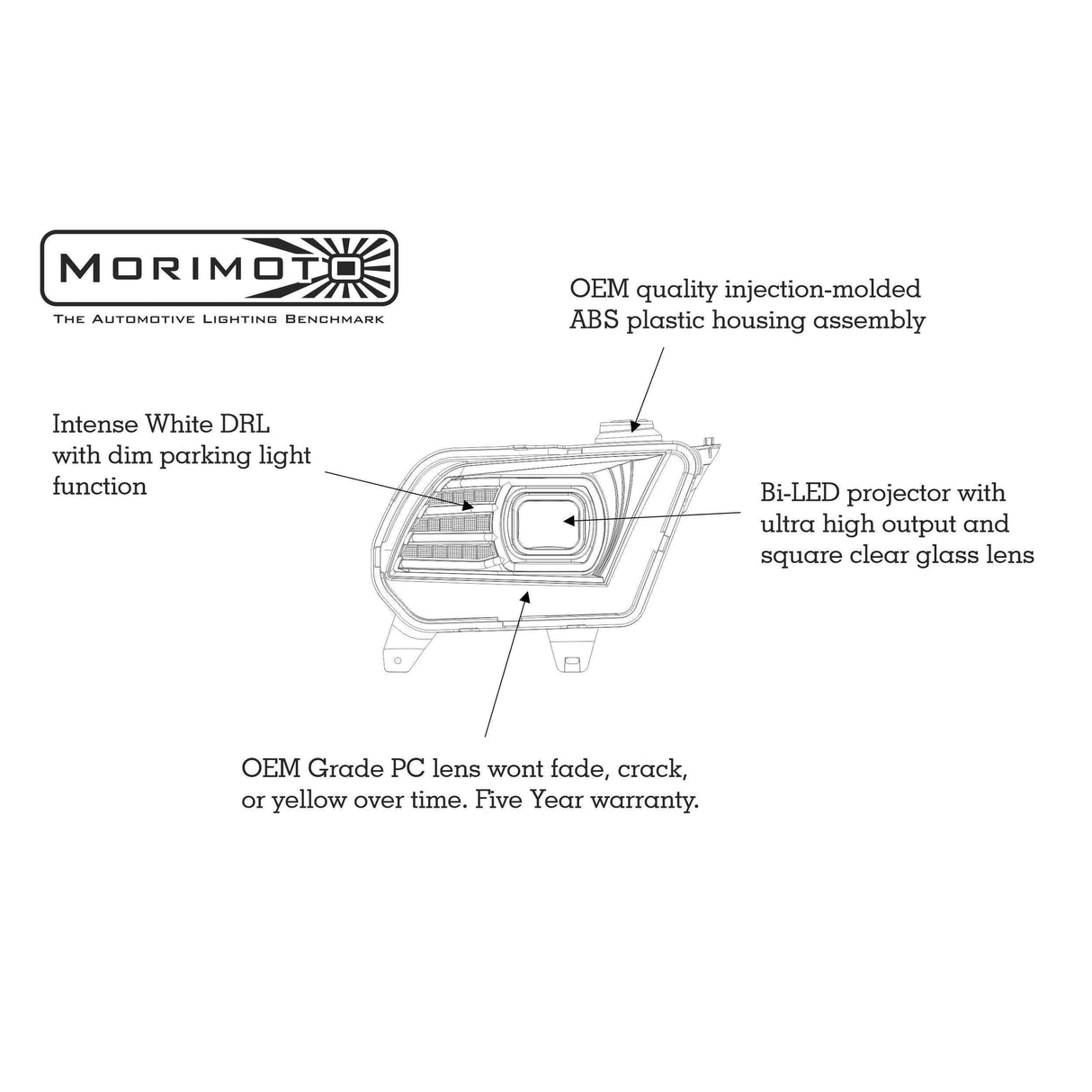 2010-2014 Ford Mustang XB LED Black Headlights (LF440)-Headlights-Morimoto-Dirty Diesel Customs