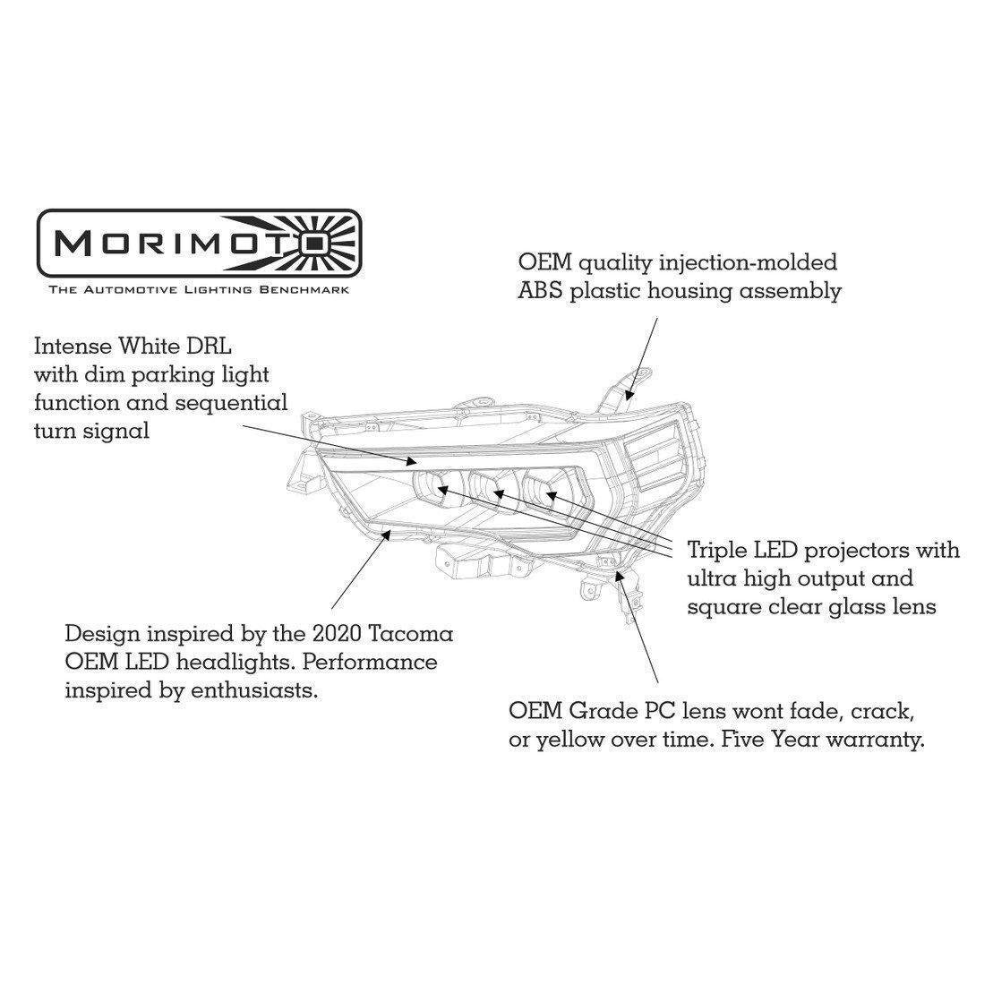 2014-2021 Toyota 4Runner XB LED Amber Headlights (LF531.2-A-ASM)-Headlights-Morimoto-Dirty Diesel Customs