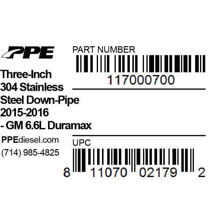 2015.5-2016 Duramax 3" Stainless Steel Downpipe (117000700)-Downpipe-PPE-Dirty Diesel Customs
