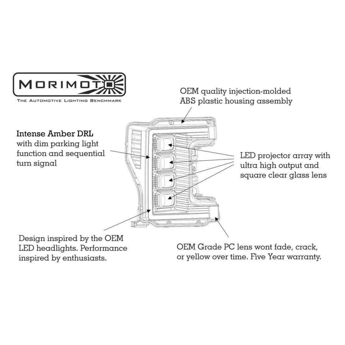 2017-2019 Powerstroke XB LED Amber Headlights (LF503-A-ASM)-Headlights-Morimoto-Dirty Diesel Customs
