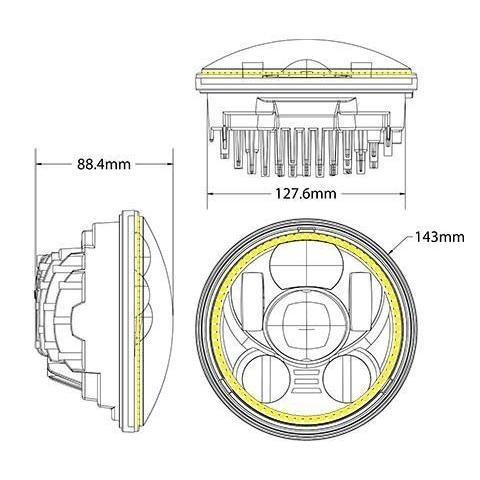 Universal 5.75" Motorcycle Headlight w/ DRL Halo (10-20210/10-20209)-Driving Light-Speed Demon-Dirty Diesel Customs