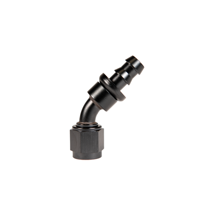 Universal 6" 45 Deg. to Hose Barb Black (FPE-PL-45-06)-Adapters-Fleece Performance-Dirty Diesel Customs