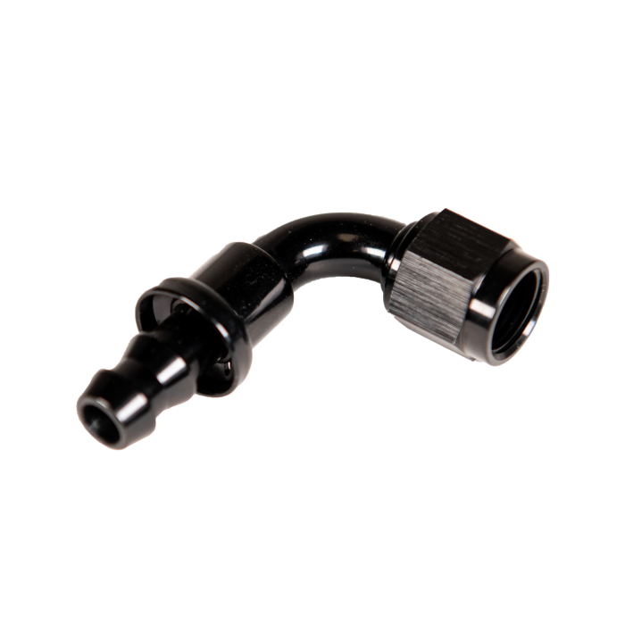 Universal 6" 90 Deg. To Hose Barb Black (FPE-PL-90-06)-Adapters-Fleece Performance-Dirty Diesel Customs
