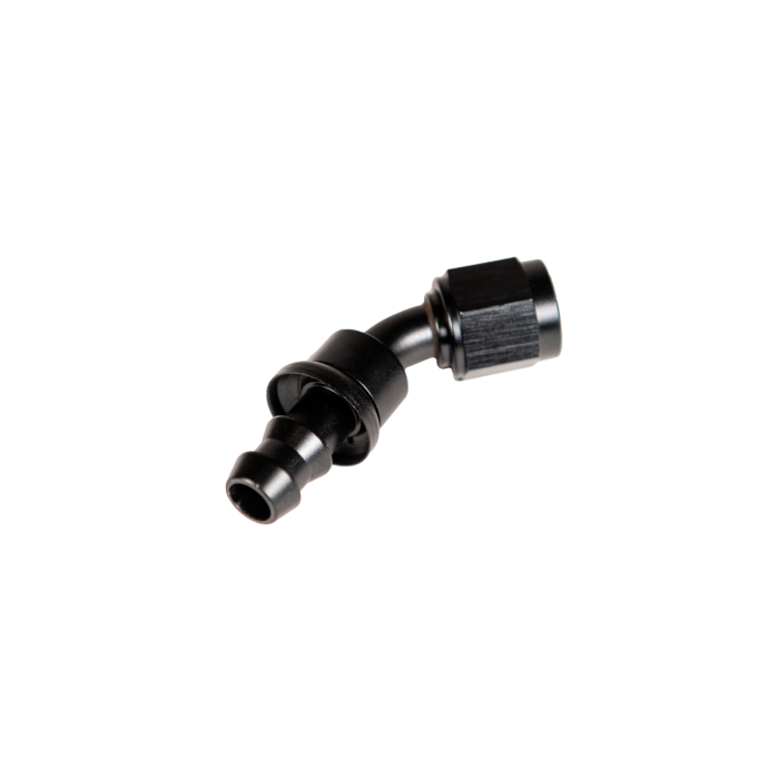 Universal 8" 45 Deg To Hose Barb Black (FPE-PL-45-08)-Adapters-Fleece Performance-Dirty Diesel Customs