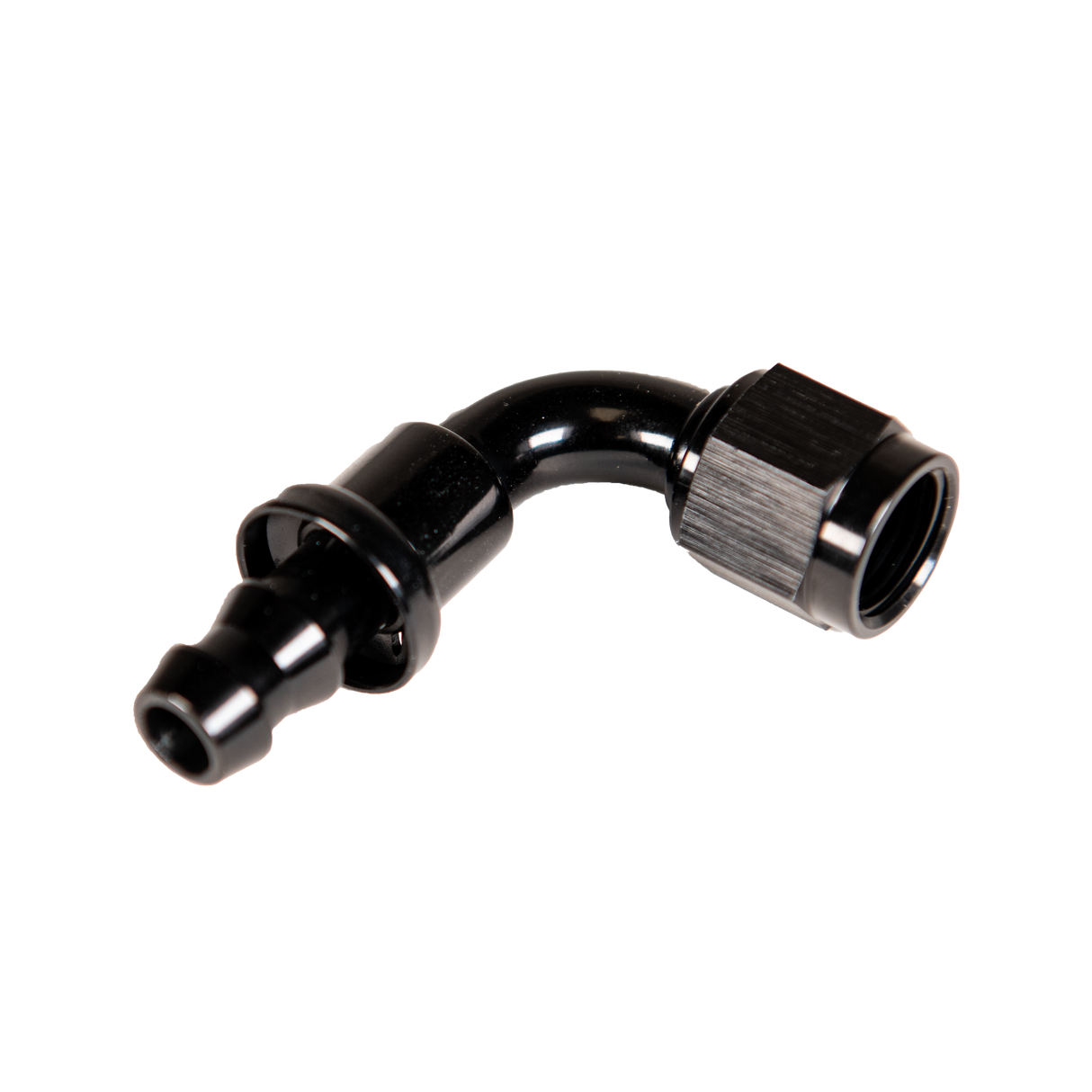 Universal 8" 90 Deg. To Hose Barb Black (FPE-PL-90-08)-Adapters-Fleece Performance-Dirty Diesel Customs