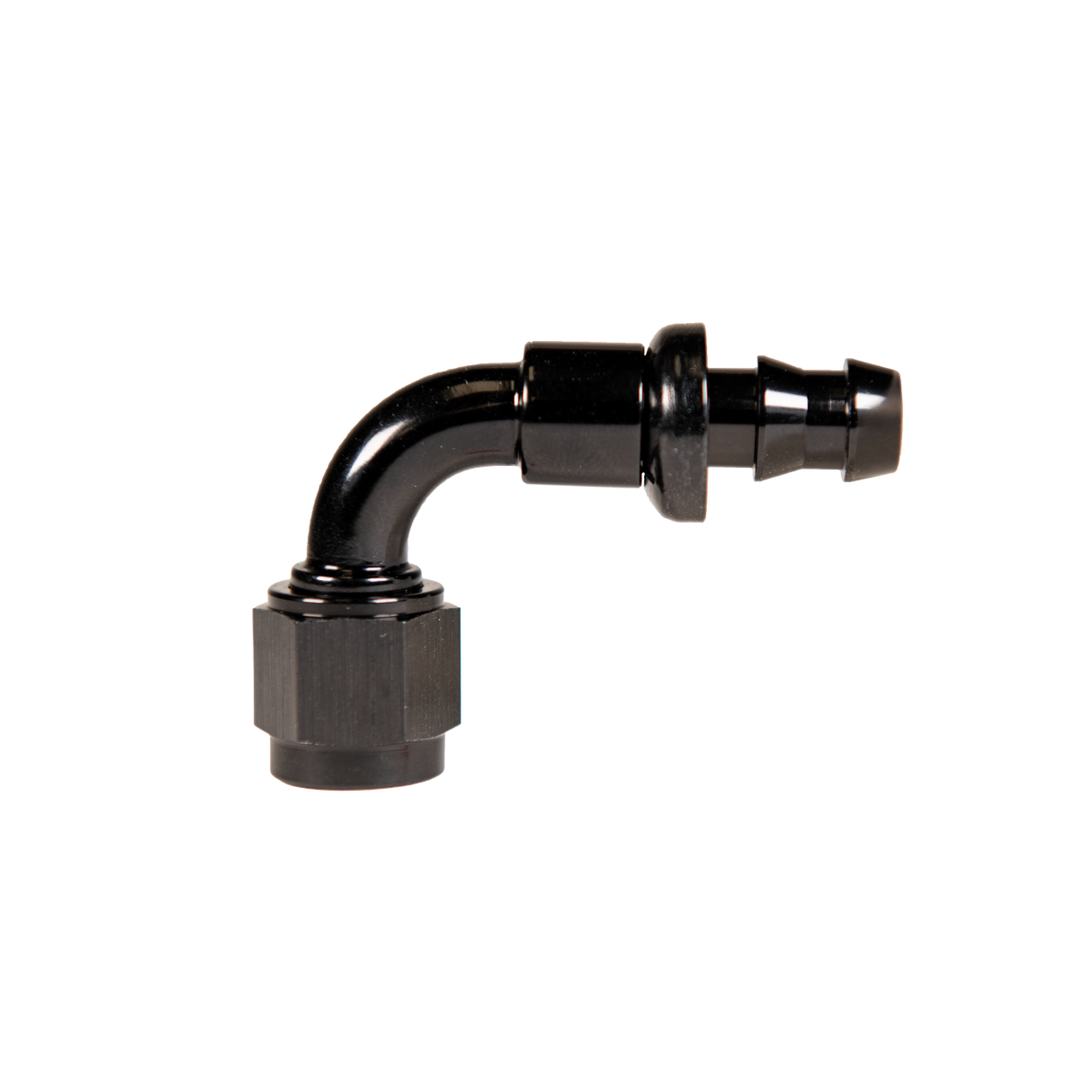 Universal 8" 90 Deg. To Hose Barb Black (FPE-PL-90-08)-Adapters-Fleece Performance-Dirty Diesel Customs