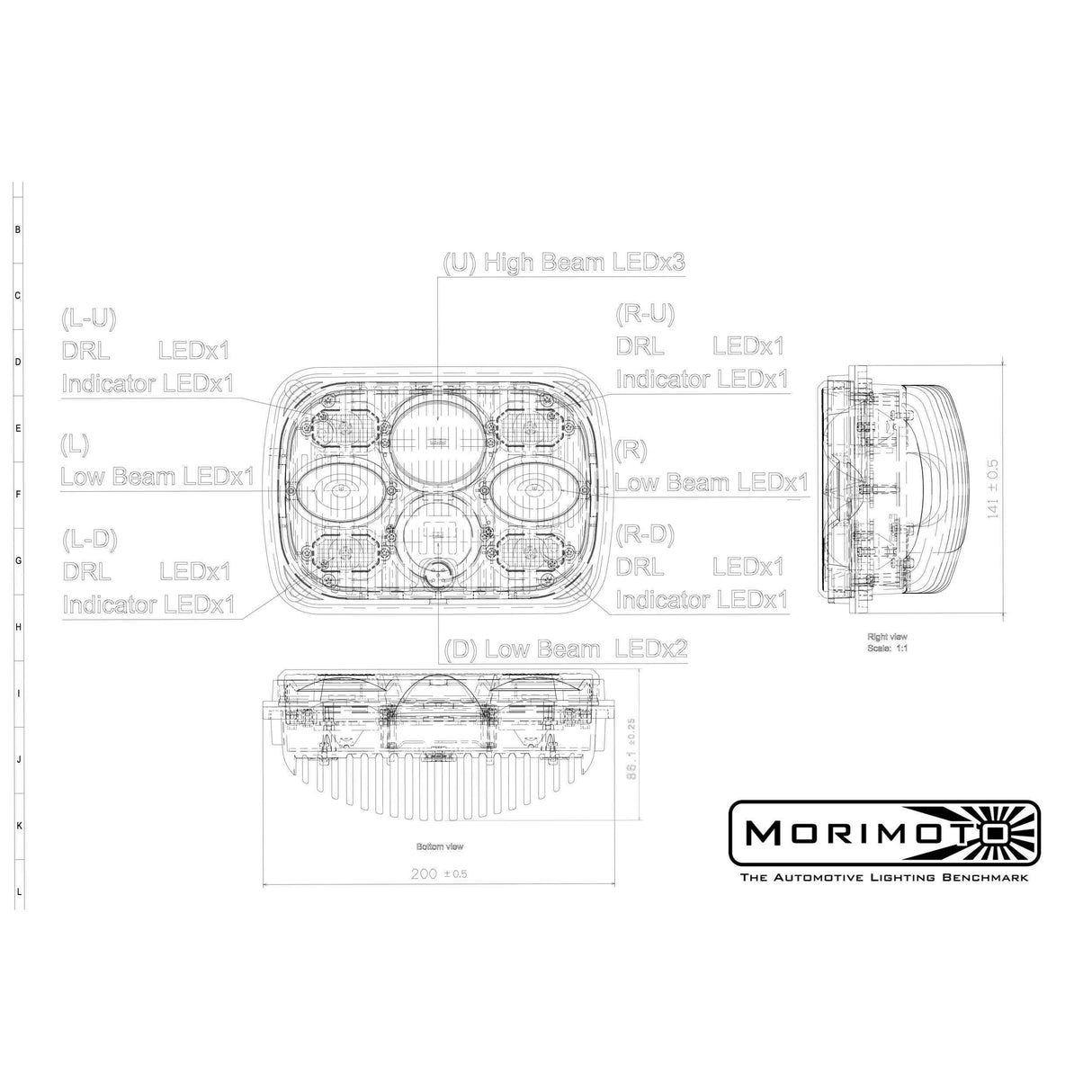 Universal Black Sealed Beam Bi-LED 5x7 Light (LF268)-LED Bulb-Morimoto-Dirty Diesel Customs