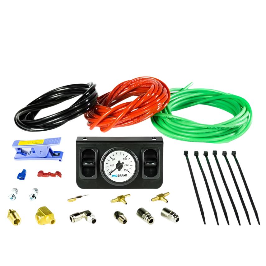 Universal Independent Paddle Valve In-Cab Control Kit w/ Mechanical Gauge (HP10124)-In-Cab Control Kit-PACBRAKE-Dirty Diesel Customs