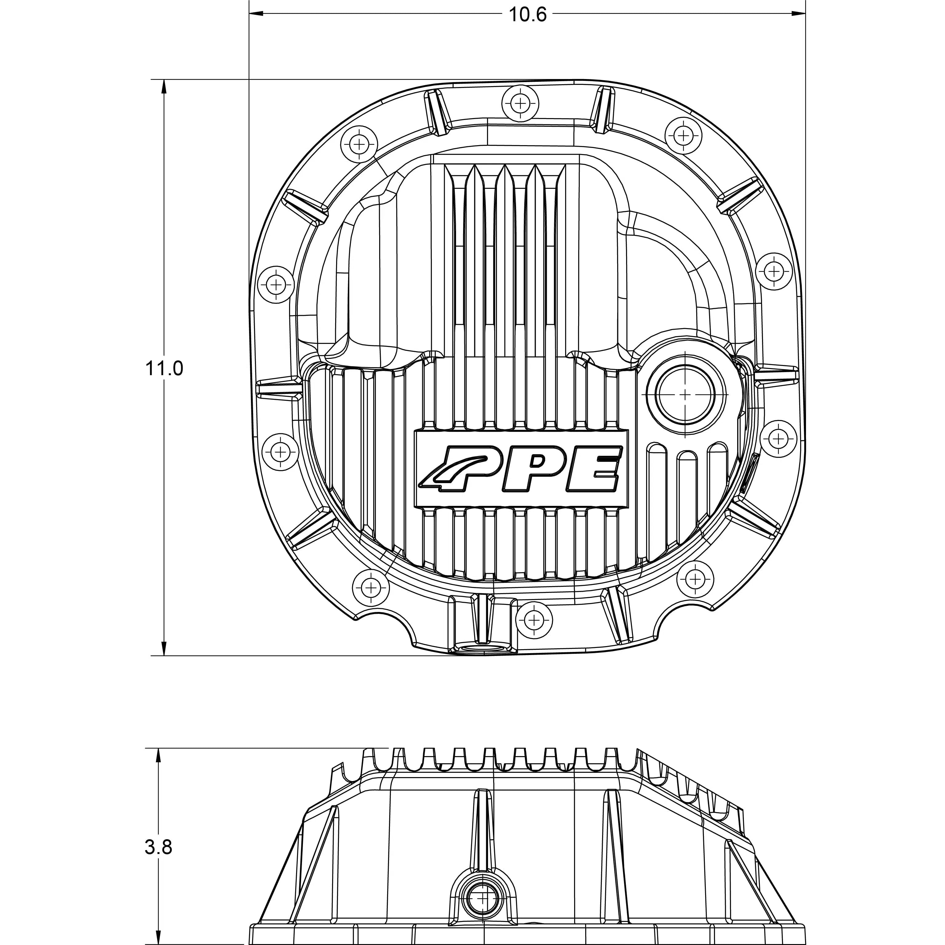 1990-2014 Ford F-150 8.8"-10 HD Cast Aluminum Rear Differential Cover (338051400)-Differential Cover-PPE-Dirty Diesel Customs