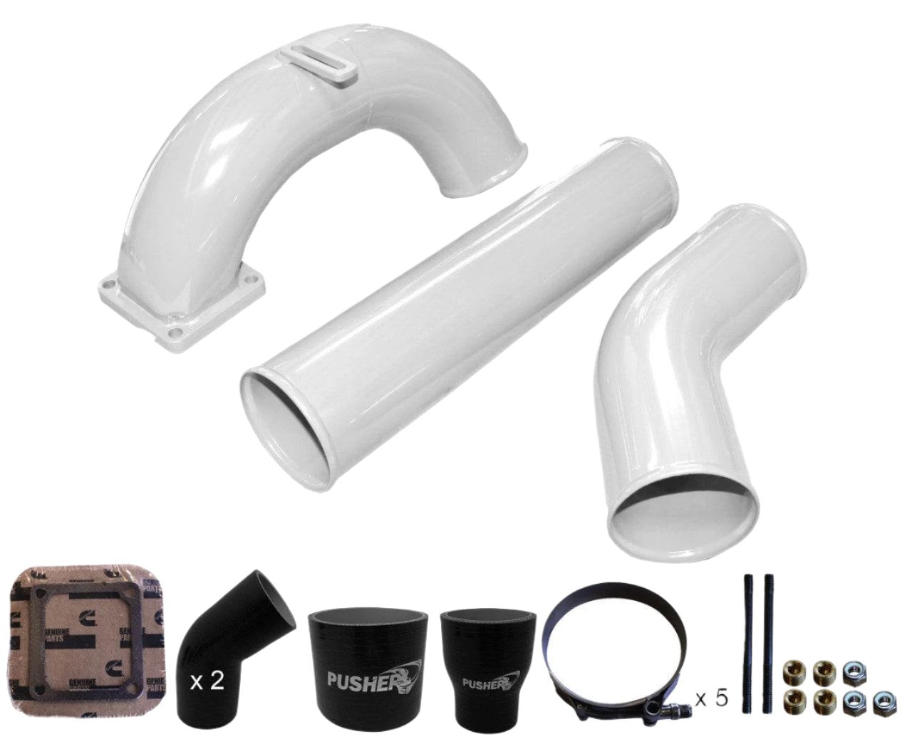 1998.5-2002 Cummins 3.5" Mega Intake System w/ 3.5" Intercooler Tube (PDC9802MW)-Intake Manifold-Pusher-PDC9802MW_W-Dirty Diesel Customs