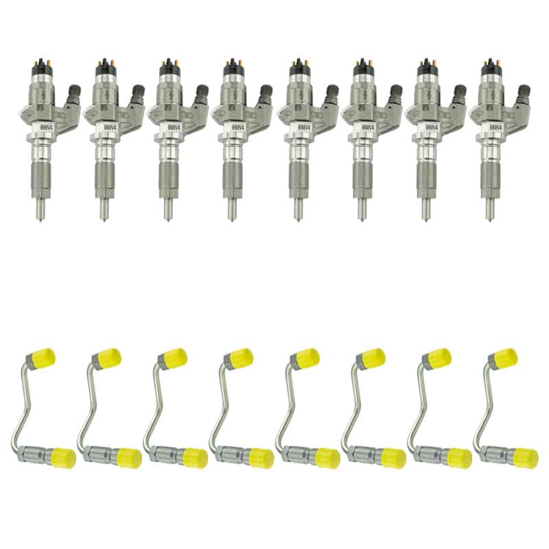 2001-2004 Duramax Reman Stock Bosch Injectors & Line Package (412212)-Stock Injectors-Industrial Injection-Dirty Diesel Customs
