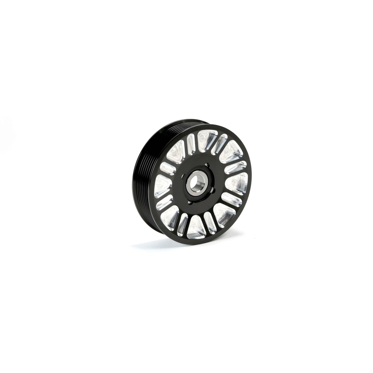 2003-2018 Cummins Black Contrast Cut Upper Fan Pulley Idler (FPE-34657-BLK-SPK)-Pulley Idler-Fleece Performance-Dirty Diesel Customs