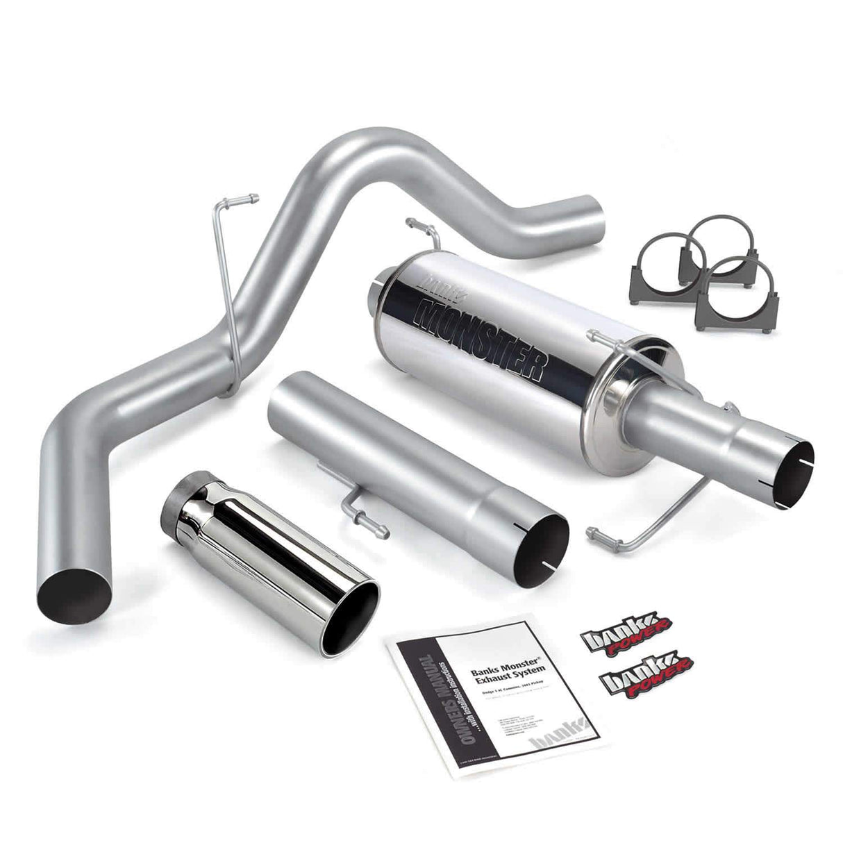 2004-2007 Cummins 4" Cat-Back Exhaust System Kit w/ Muffler SS (48700)-Cat Back Exhaust System-Banks Power-Dirty Diesel Customs
