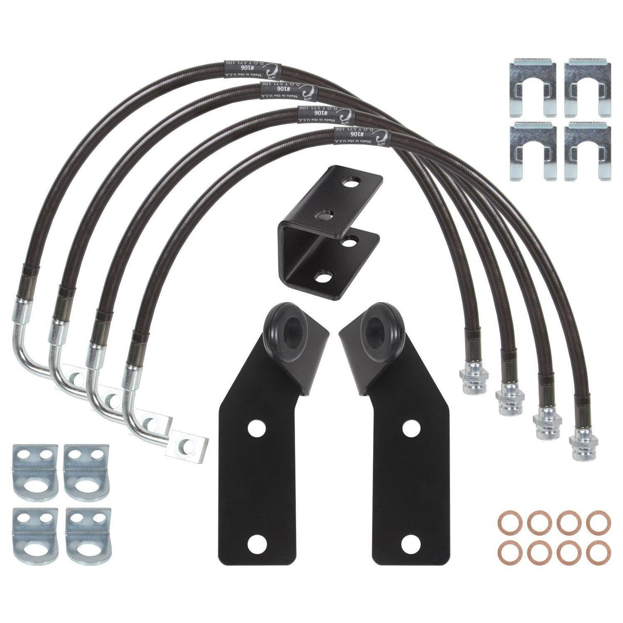 2007-2017 Wrangler Extended Brake Lines, Guides & E-Brake Drop Bracket w/ 2.5"-3" Lift (CS-JBBLKIT-11)-Brake Lines-Carli Suspension-Dirty Diesel Customs