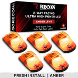 2017-2024 Powerstroke Cab Roof Light Set 2-Way Front & Rear Facing Ultra High-Power LED's Multiple Lens & Colors (5 Pack) (264342XXXXXX)-Marker Lights-RECON Lights-264342AMHPAM-Dirty Diesel Customs