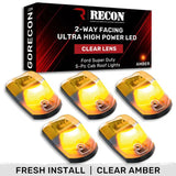 2017-2024 Powerstroke Cab Roof Light Set 2-Way Front & Rear Facing Ultra High-Power LED's Multiple Lens & Colors (5 Pack) (264342XXXXXX)-Marker Lights-RECON Lights-264342CLHPAM-Dirty Diesel Customs