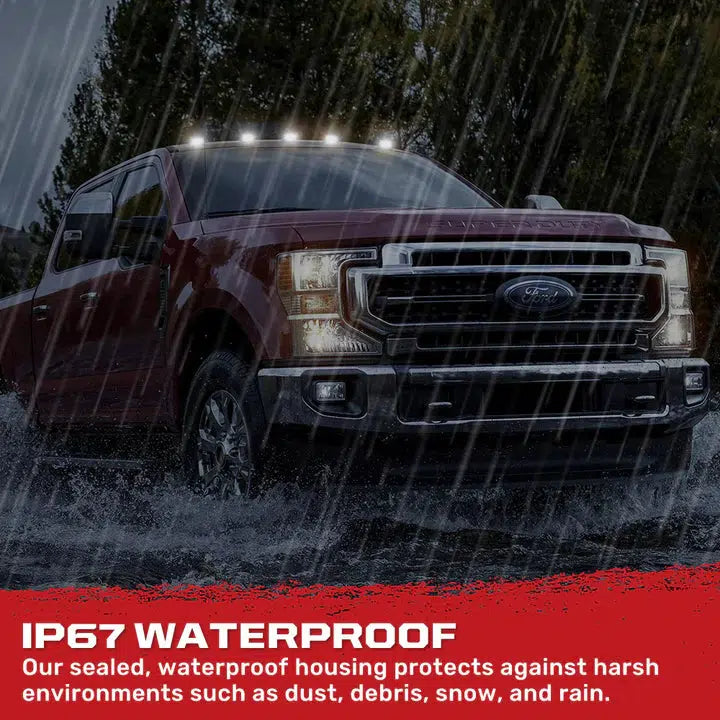 2017-2024 Powerstroke Cab Roof Light Set 2-Way Front & Rear Facing Ultra High-Power LED's Multiple Lens & Colors (5 Pack) (264342XXXXXX)-Marker Lights-RECON Lights-Dirty Diesel Customs